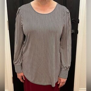 Ann Taylor Black & White Striped Blouse
